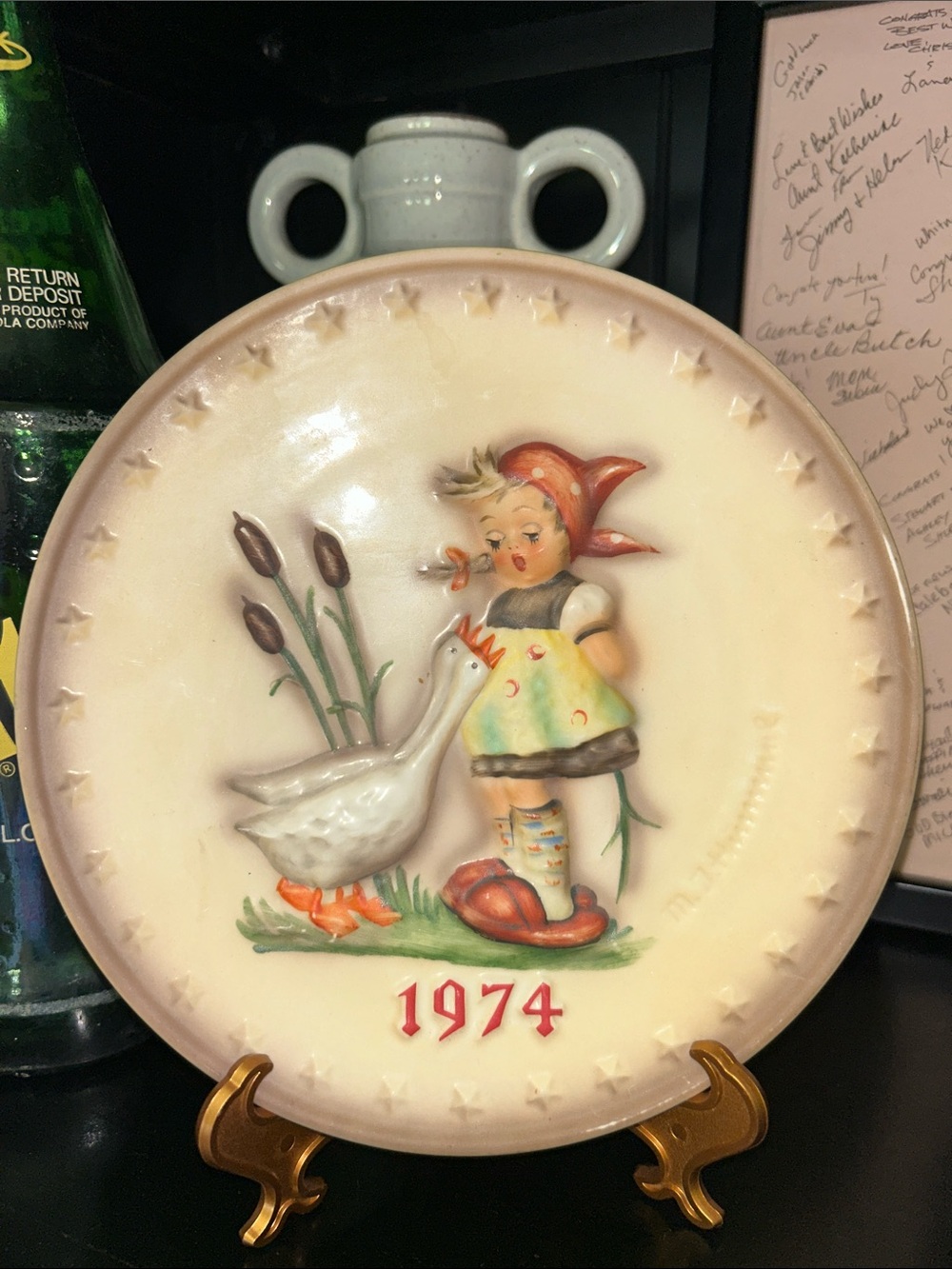 1974 MJ Hummel Decorative Collectible Plate with Boy and Goose